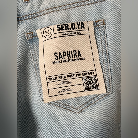 SER.O.YA Saphira Double Waistband Wide Leg Jeans in Skylight NWT - Picture 10 of 16